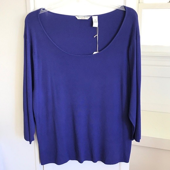 FRENCH LAUNDRY Ribbed Knit Sweater Lightweight Top Purple Women’s Plus Size 3X - Picture 1 of 16